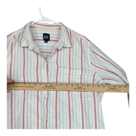 Gap Women’s XXL Linen Blend Striped LS Button Shirt Coastal Fisherman Beachy‎ - Picture 10 of 12